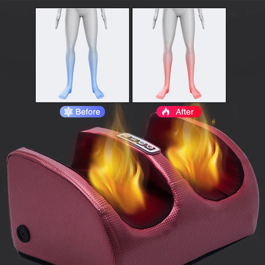 Electric Foot Massager Heating Therapy Hot Compression Shiatsu Kneading Roller Muscle Relaxation Pain Relief Foot Spa Machine Healthy Happiness Luckly Store