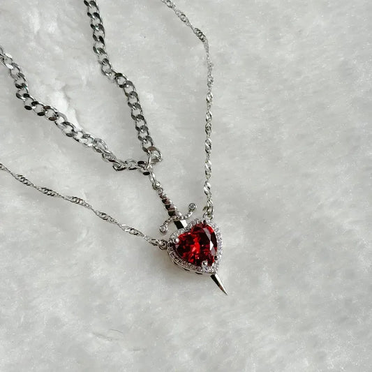 Eternal Valor: Heart & Sword Necklace - Snugior