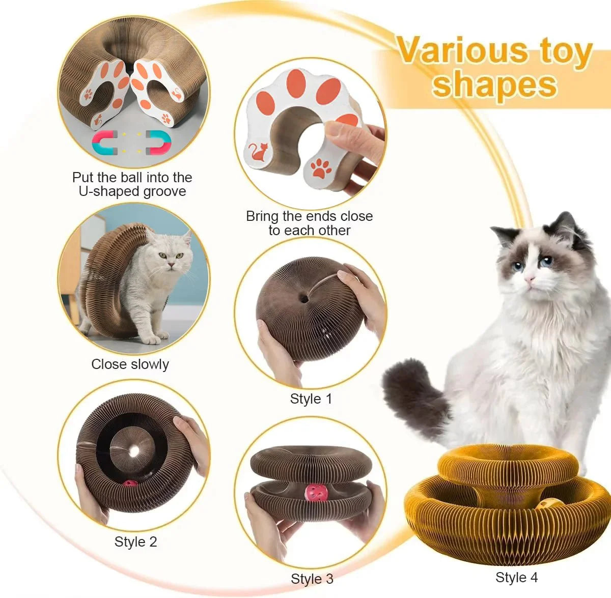 Magic Cat Scratch Organ Board Cat Toy with Ball - Snugior